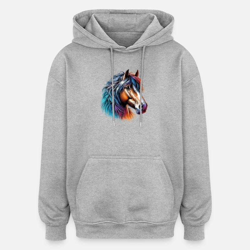Cheval - Sweat à capuche oversize unisexe - gris chiné