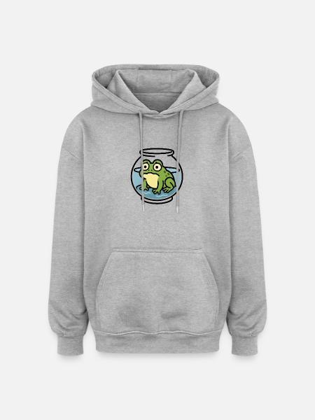 Frog in a Bowl - Oversized Unisex Hoodie - heather grey