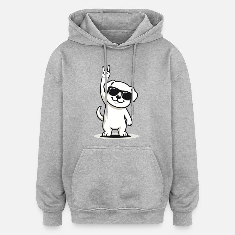Chien à bascule - Sweat à capuche oversize unisexe - gris chiné