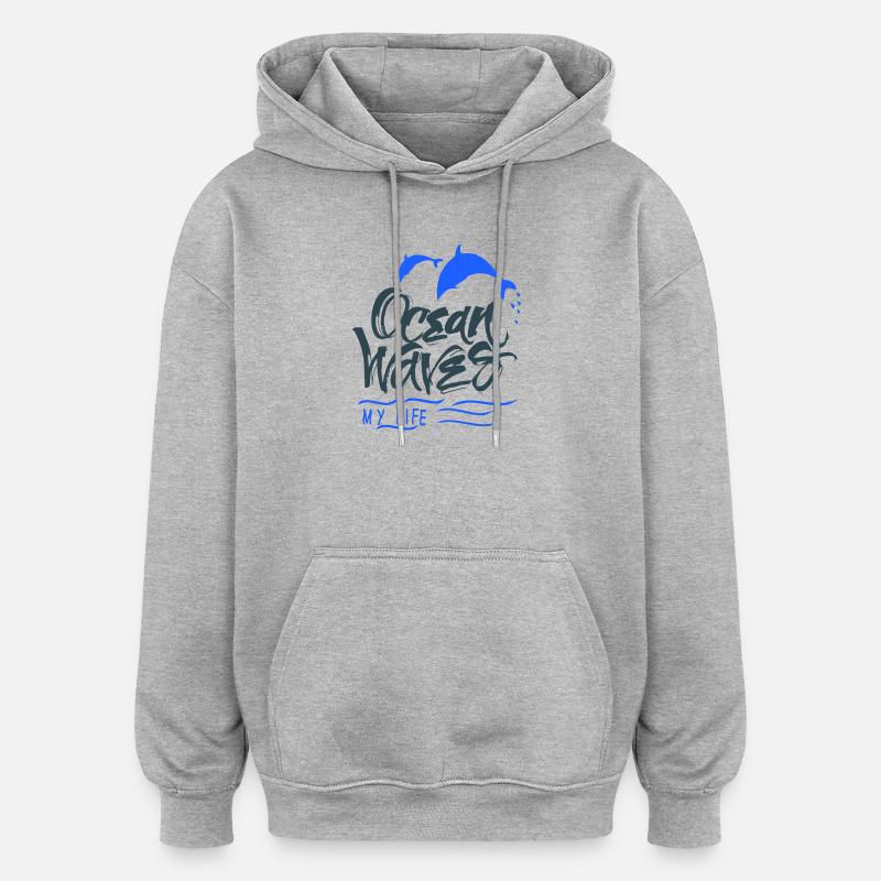 Ocean Delfine - Oversized Unisex Hoodie - Grau meliert