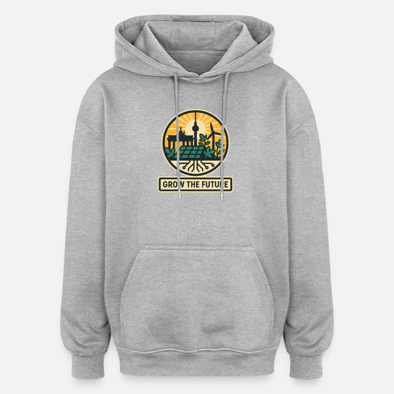 Grow the Future – Berlin - Sweat à capuche oversize unisexe - gris chiné