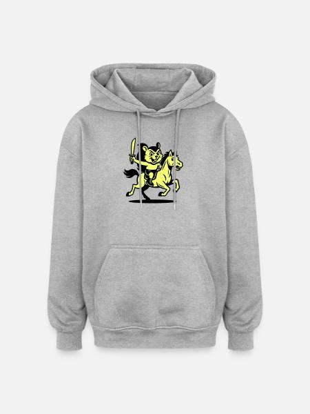 Héros mignon à cheval - Sweat à capuche oversize unisexe - gris chiné