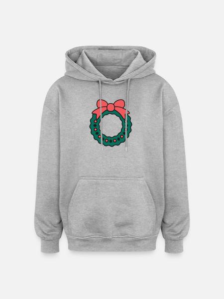 Wreath for Christmas - Oversized Unisex Hoodie - heather grey