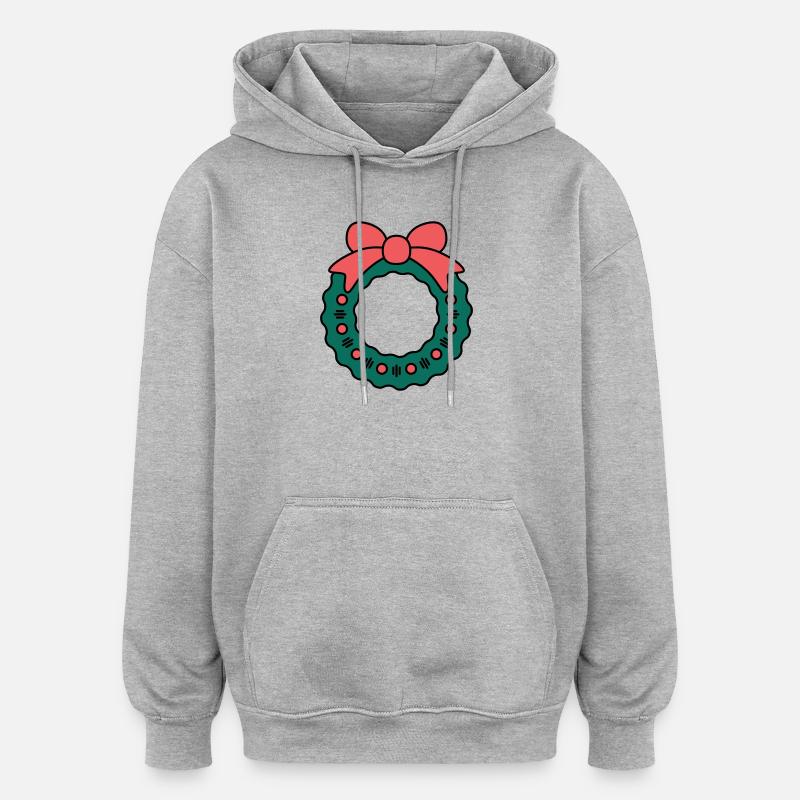 Couronne pour Noël - Sweat à capuche oversize unisexe - gris chiné
