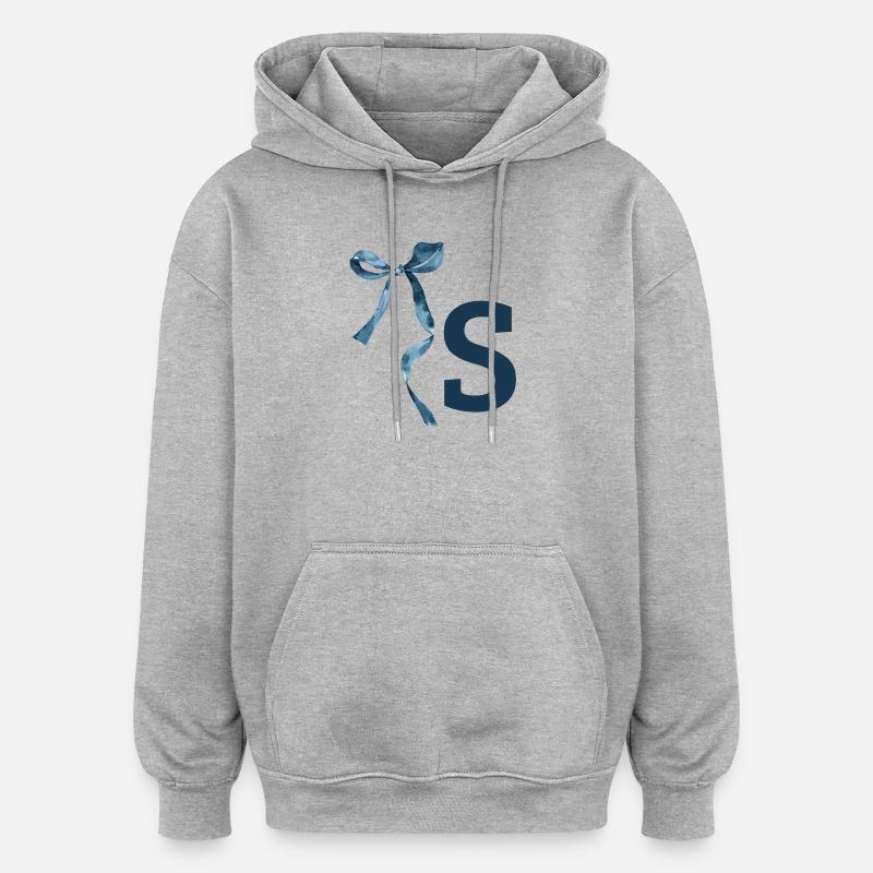 Monogramme s idée cadeau  - Sweat à capuche oversize unisexe - gris chiné