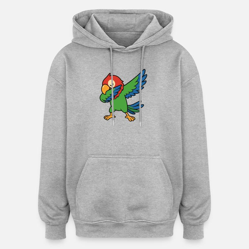 Bande dessinée Parrot Dabbing - Sweat à capuche oversize unisexe - gris chiné
