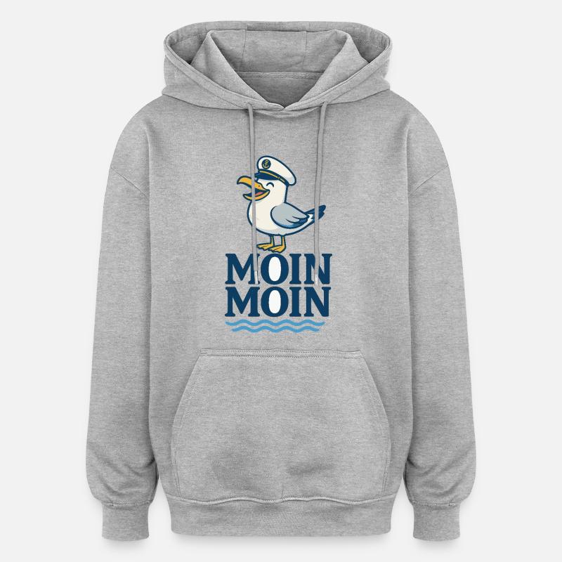 Seagull Captain Moin Moin Imprimer - Sweat à capuche oversize unisexe - gris chiné