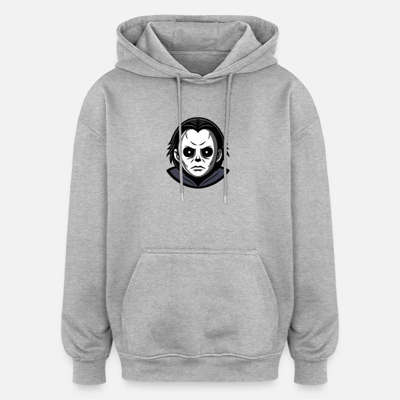 Böse Halloween-Maske monochromer Kapuzenpullover - Oversized Unisex Hoodie - Grau meliert