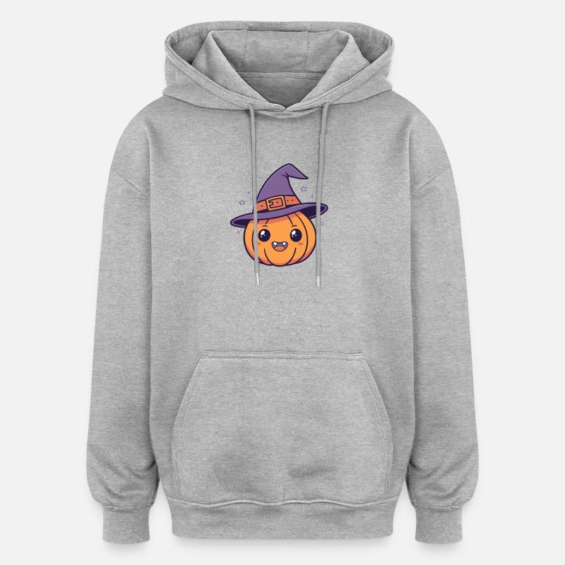 Citrouille sorcière joyeuse - Sweat à capuche oversize unisexe - gris chiné