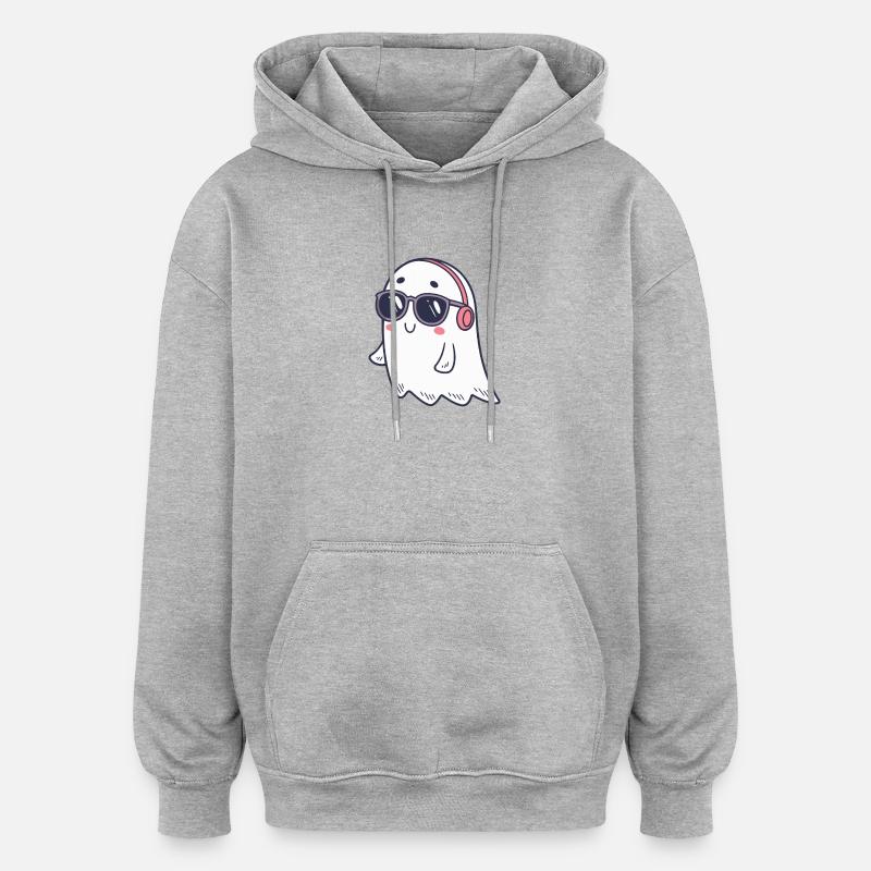 Süße Ghost DJ Brille - Oversized Unisex Hoodie - Grau meliert