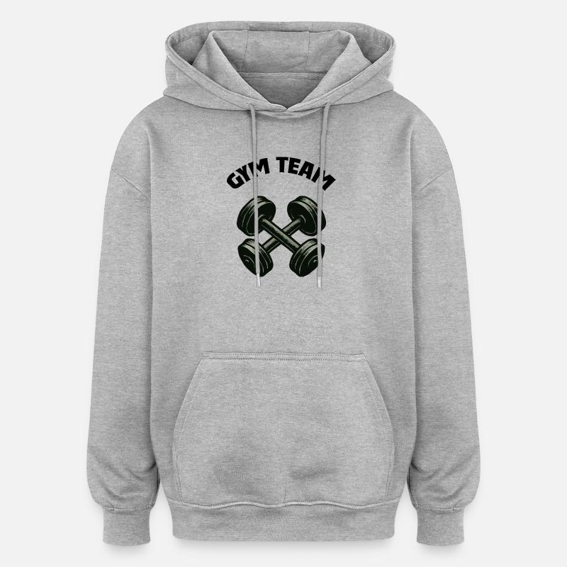 Conception de silhouette d’haltère croisé - Sweat à capuche oversize unisexe - gris chiné