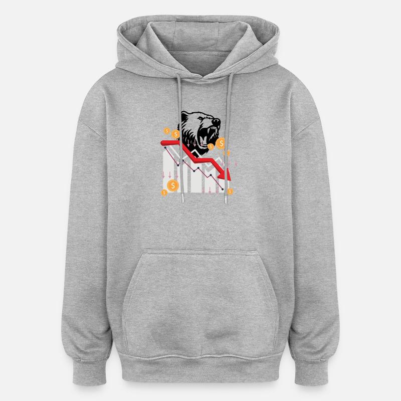 Marché - Sweat à capuche oversize unisexe - gris chiné