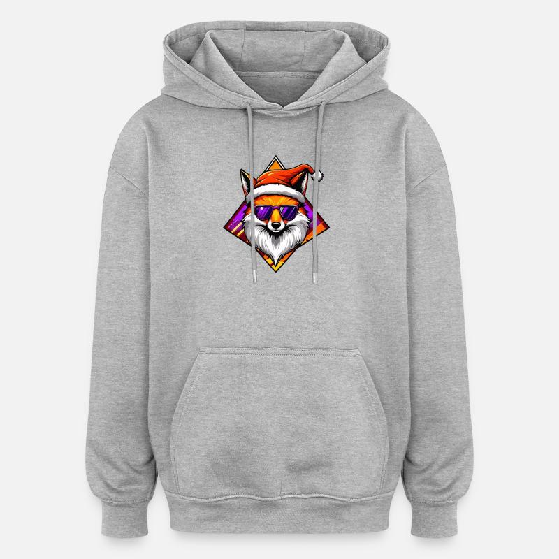 Fox Santa Swag - Oversized Unisex Hoodie - heather grey