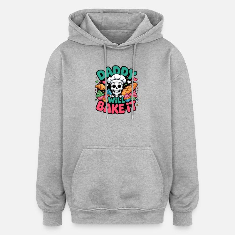 Papa le fera cuire Skeleton Chef - Sweat à capuche oversize unisexe - gris chiné