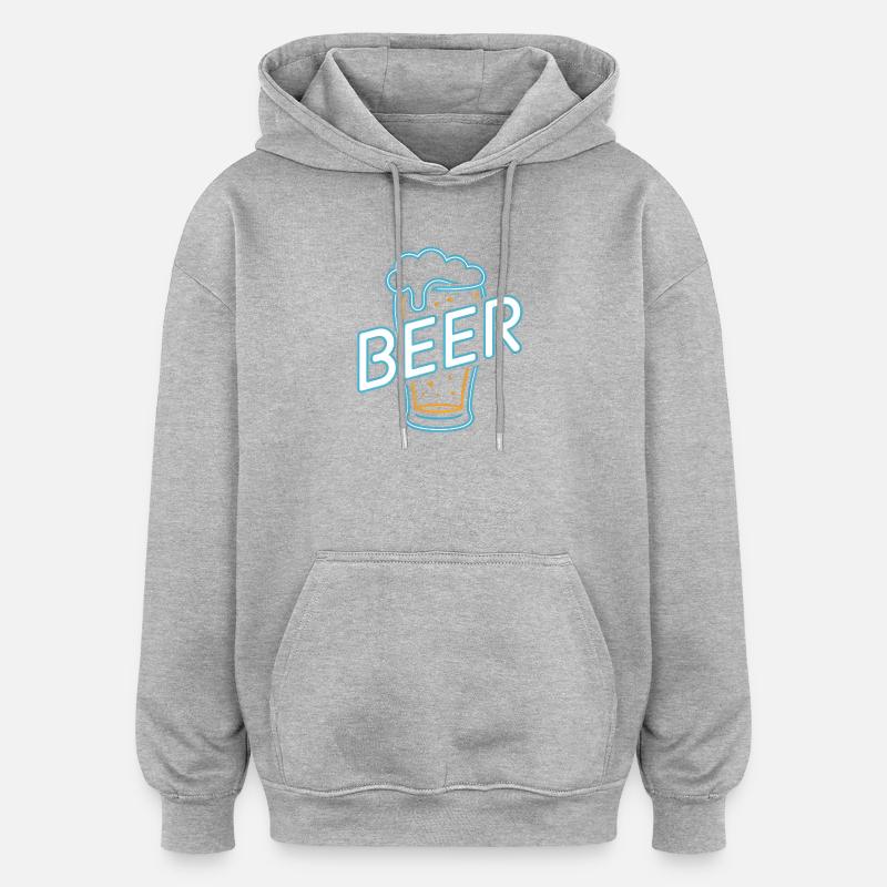 Beer - Cool Beer Logo - Sweat à capuche oversize unisexe - gris chiné