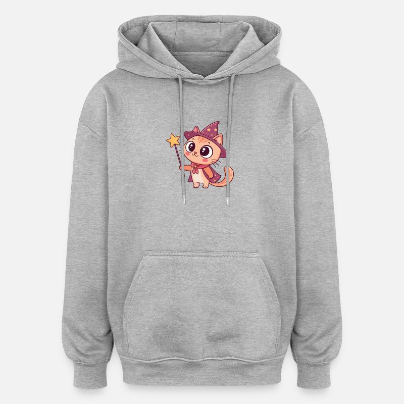 Chaton Magicien Pastel - Sweat à capuche oversize unisexe - gris chiné