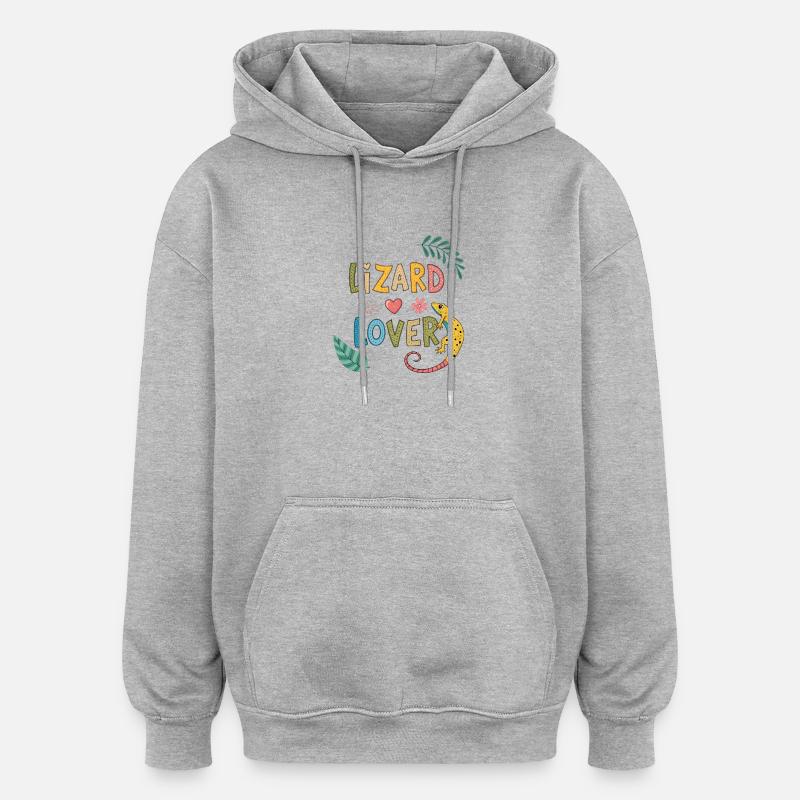 Lizard Lover — Couleurs tropicales - Sweat à capuche oversize unisexe - gris chiné