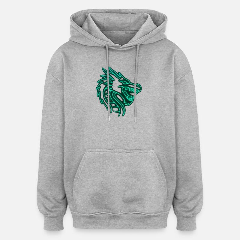 Conception du Neon Dragon - Sweat à capuche oversize unisexe - gris chiné