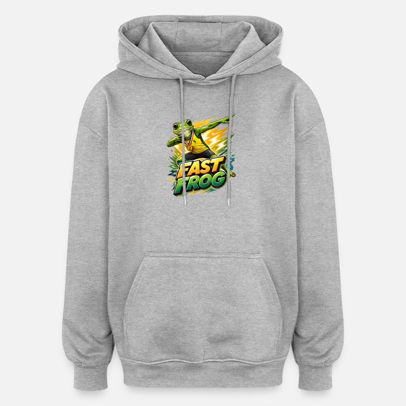 Grenouille avec médaille d’or - Sweat à capuche oversize unisexe - gris chiné