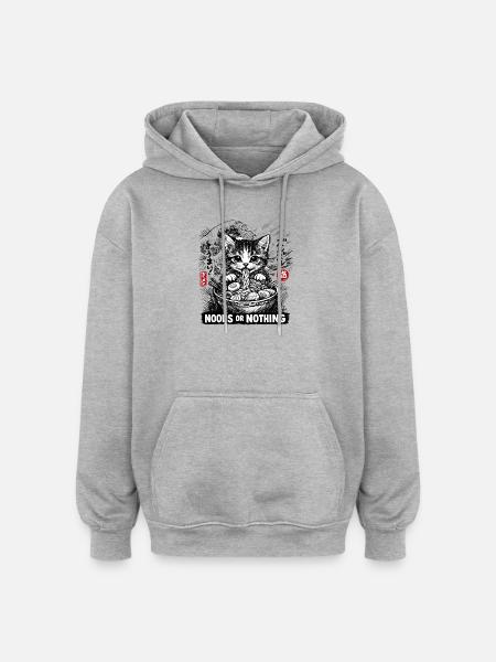 Katzen ramen: Noods or Nothing - Oversized Unisex Hoodie - heather grey