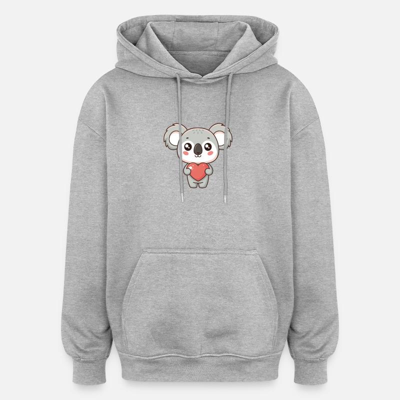Koala Coeur Doux - Sweat à capuche oversize unisexe - gris chiné
