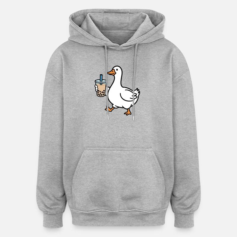Canard coassement avec bubble tea - Sweat à capuche oversize unisexe - gris chiné