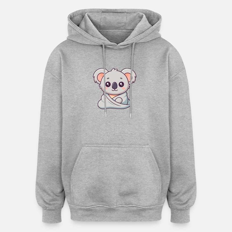 Koala câlin en wrap pastel - Sweat à capuche oversize unisexe - gris chiné