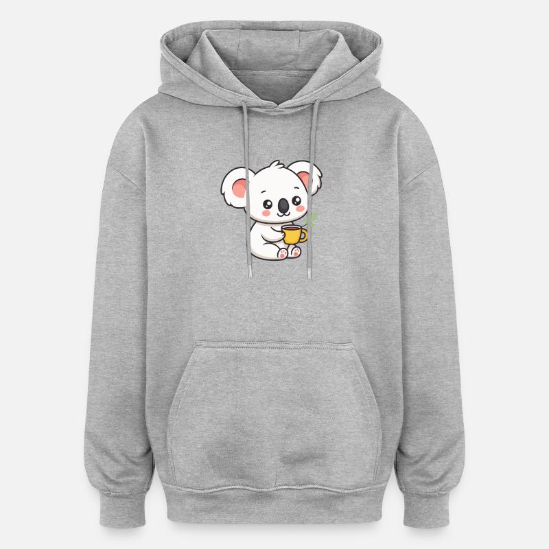 Koala Doux au Thé - Sweat à capuche oversize unisexe - gris chiné
