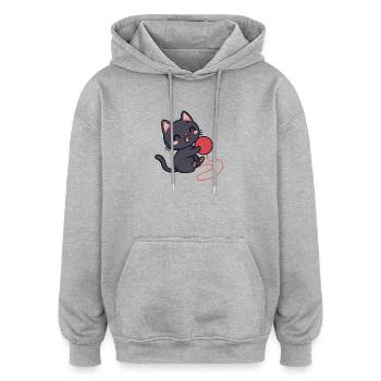 Chaton laine rouge motif doux - Oversized Unisex Hoodie - Grau meliert - Vorne - Noah (186cm)