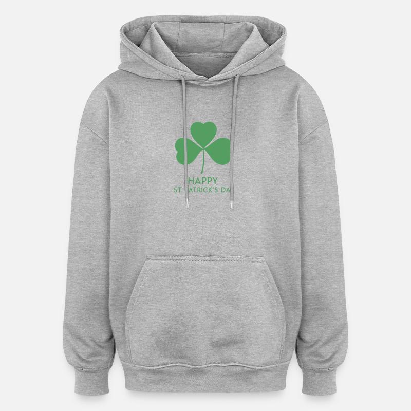 Trèfle Vert Saint Patrick - Sweat à capuche oversize unisexe - gris chiné