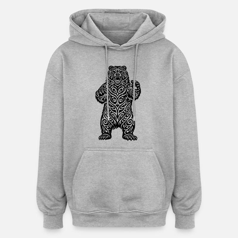 Big Bear - Sweat à capuche oversize unisexe - gris chiné