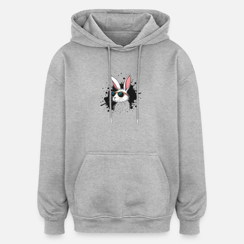 Solarbunny mit Pop-Art-Brille - Oversized Unisex Hoodie - Grau meliert