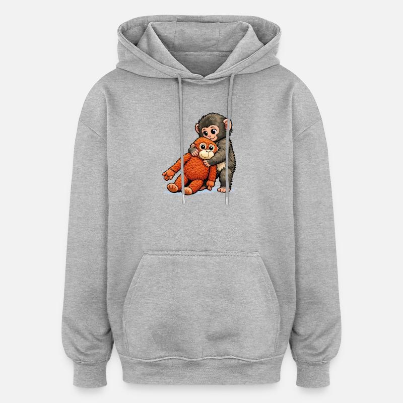 Bébé Singe Coup de Poing - Sweat à capuche oversize unisexe - gris chiné