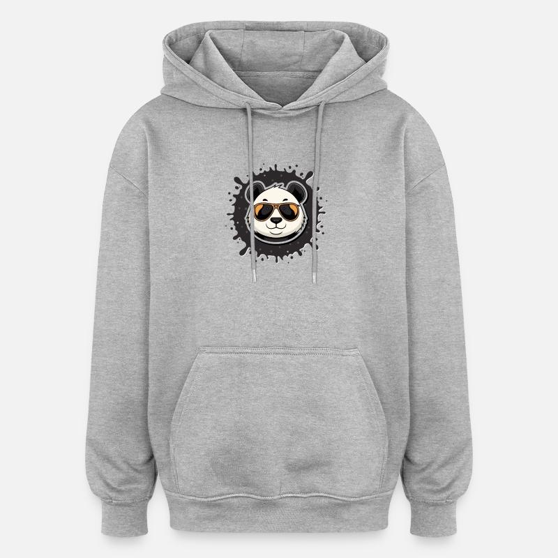 Panda Chic Gläser oranger Spritzer - Oversized Unisex Hoodie - Grau meliert