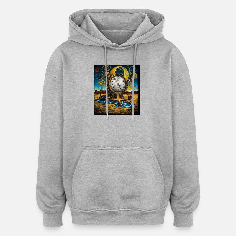 Floating Time Clock in Sand Desert - Oversized Unisex Hoodie - heather grey