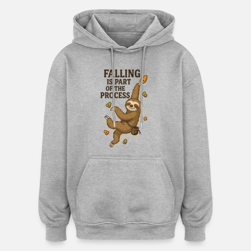 Blocco con la brazia – Cadere fa parte del processo - Felpa con cappuccio unisex oversize - grigio melange