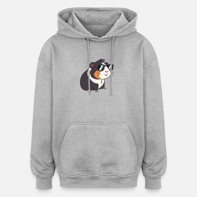 Cochon d’Inde Lunettes - Sweat à capuche oversize unisexe - gris chiné