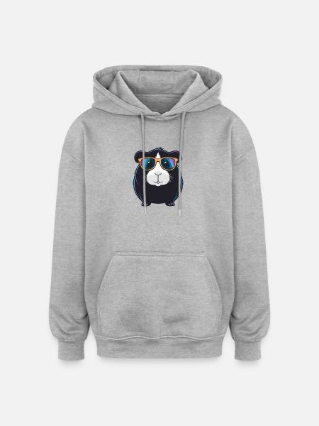 Cochon d'Inde Cool Lunettes - Sweat à capuche oversize unisexe - gris chiné