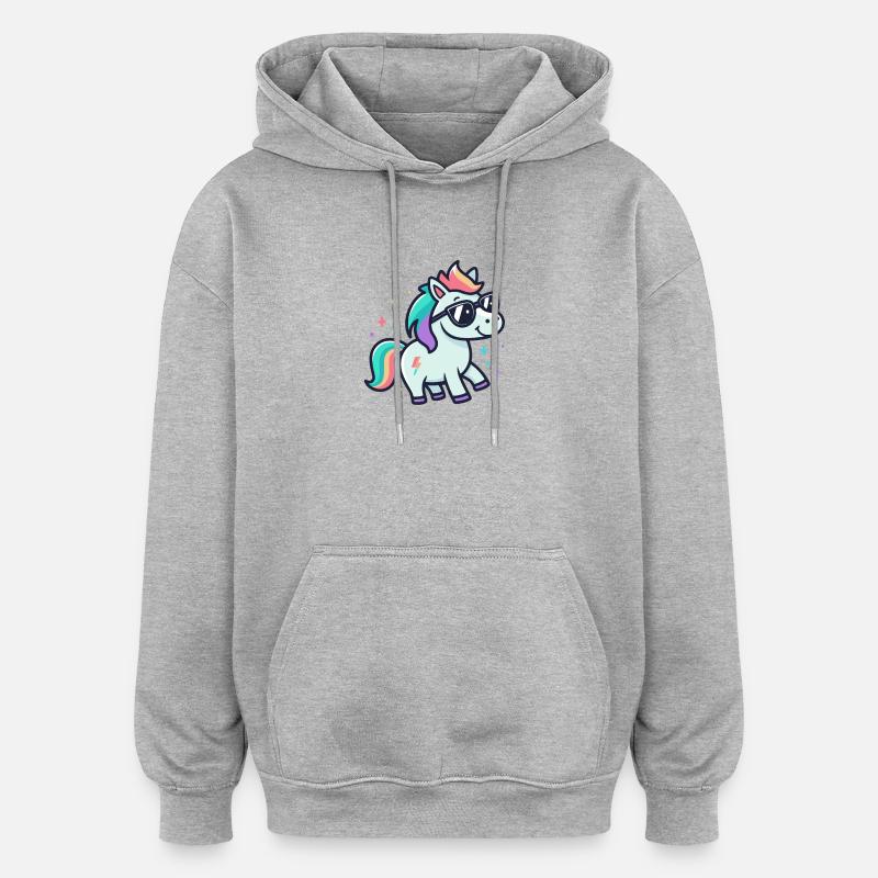 Regenbogen-Einhorn-Sonnenbrille - Oversized Unisex Hoodie - Grau meliert