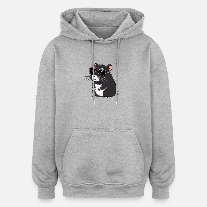 Hmster-chic dunkle Brille - Oversized Unisex Hoodie - Grau meliert