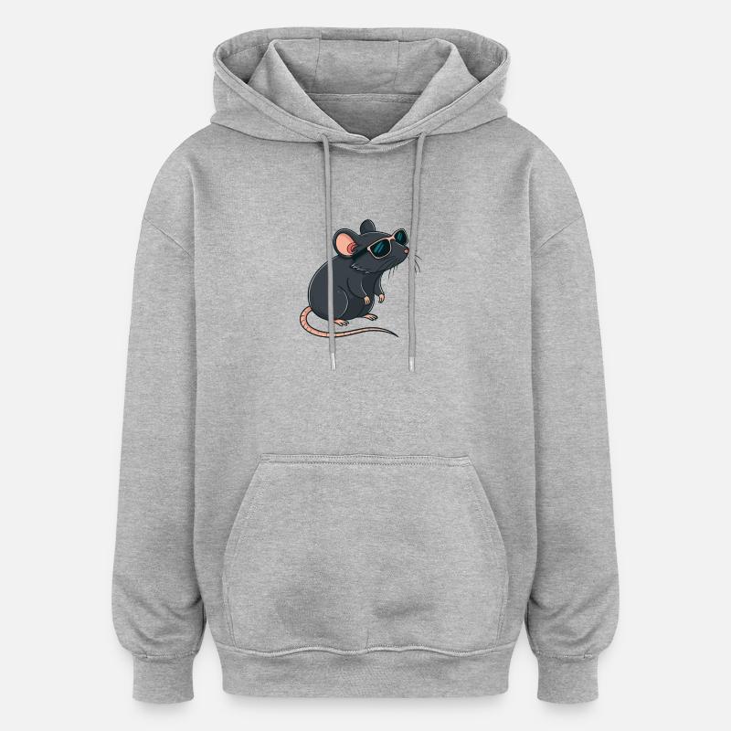 Rat chic lunettes soleil - Sweat à capuche oversize unisexe - gris chiné