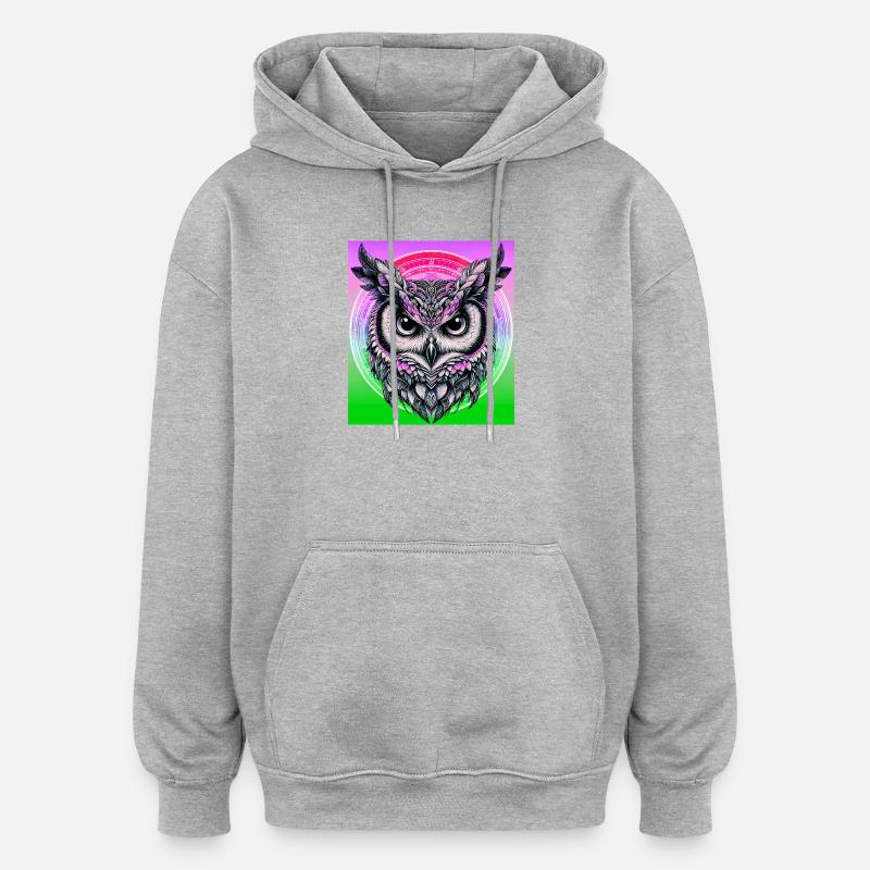 hibou - Sweat à capuche oversize unisexe - gris chiné