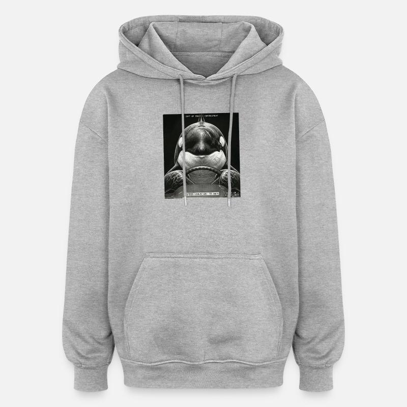 Fisch Geblitzt - Oversized Unisex Hoodie - Grau meliert