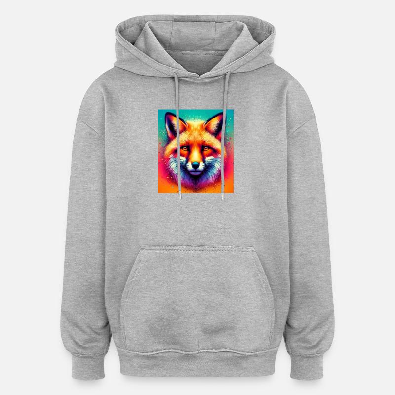 Renard - Sweat à capuche oversize unisexe - gris chiné