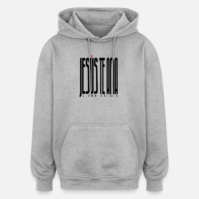 Gesù ti ama 2 - Felpa con cappuccio unisex oversize - grigio melange