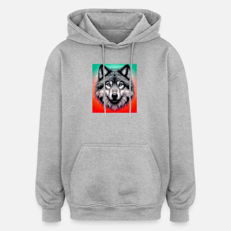 Loup - Sweat à capuche oversize unisexe - gris chiné