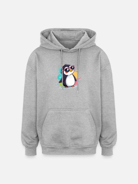 Pinguin Cool Pop Roseglasses - Oversized Unisex Hoodie - Grau meliert