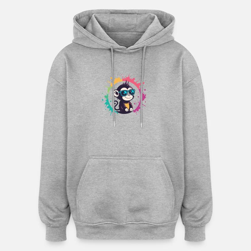 Monkey Splash Circle Blue Glasses - Oversized Unisex Hoodie - heather grey