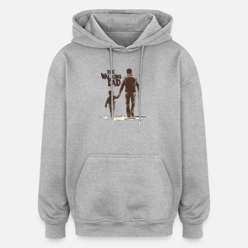 Le papa qui marche - Sweat à capuche oversize unisexe - gris chiné