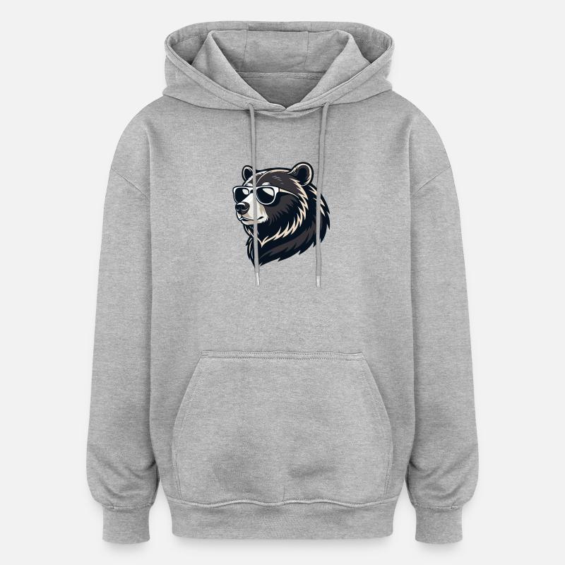 Ours en lunettes de soleil graphique - Sweat à capuche oversize unisexe - gris chiné